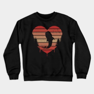 Cute Red Vintage Heart Whale Sharks 80s Valentine Day Love Gift Idea Crewneck Sweatshirt